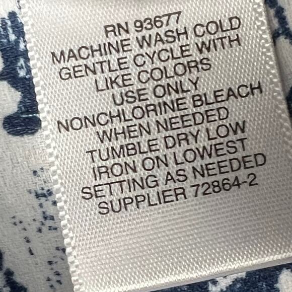 Liz Claiborne Blue & White Paisley Floral Sleeveless Blouse Semi-Sheer Large - Picture 6 of 12